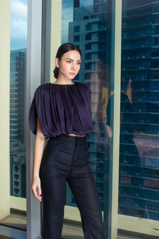 Crop Bubble Top in Silk