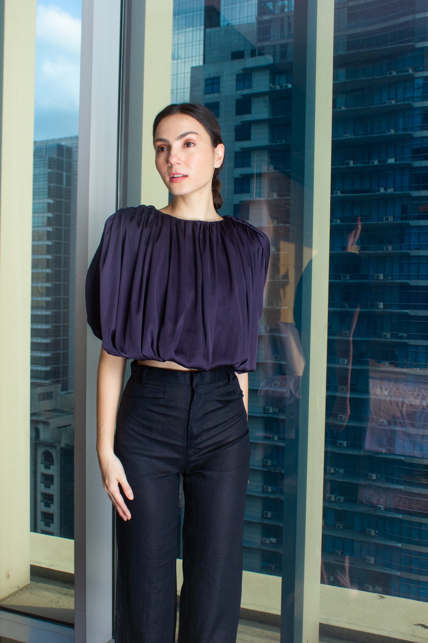 Crop Bubble Top in Silk
