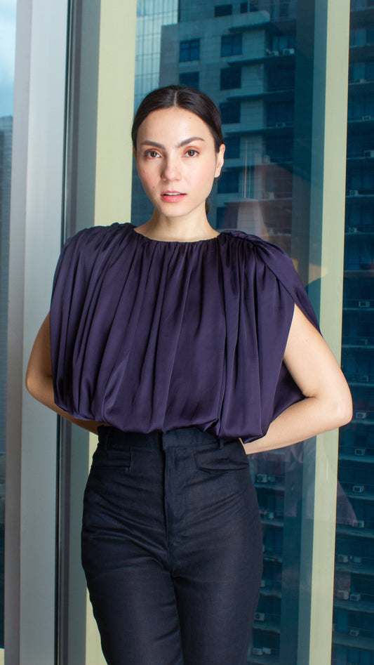 Crop Bubble Top in Silk