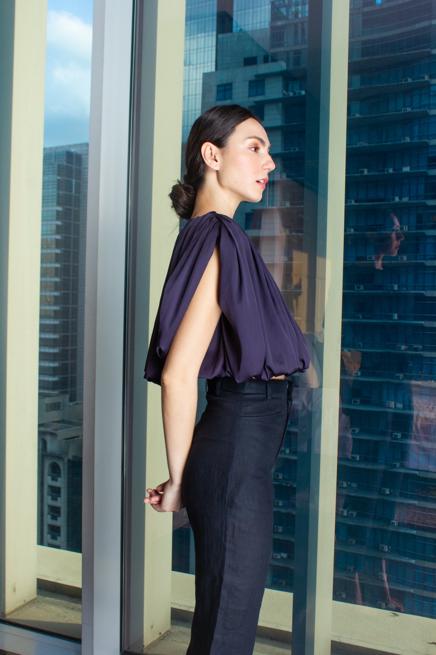 Crop Bubble Top in Silk