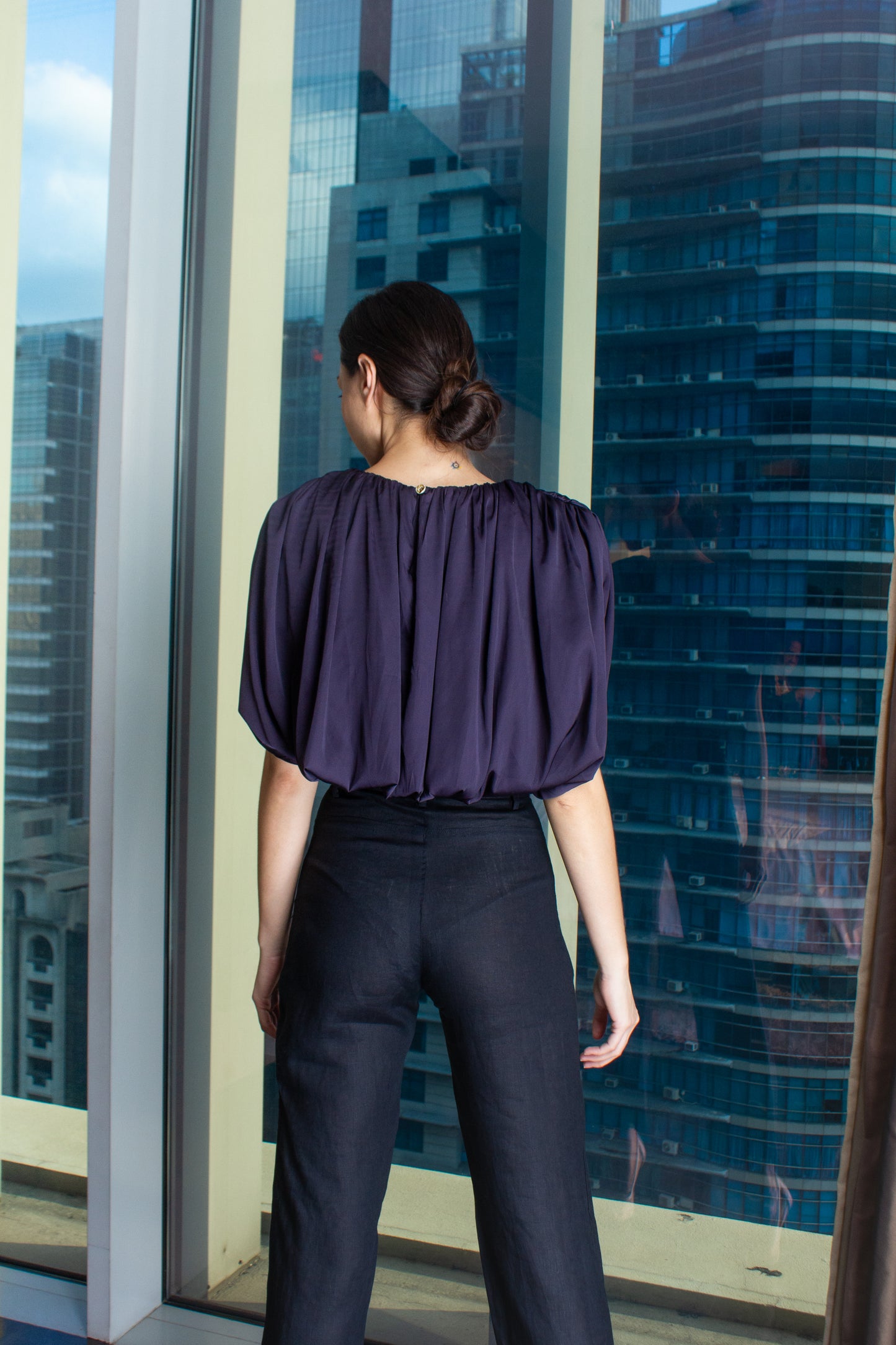 Crop Bubble Top in Silk