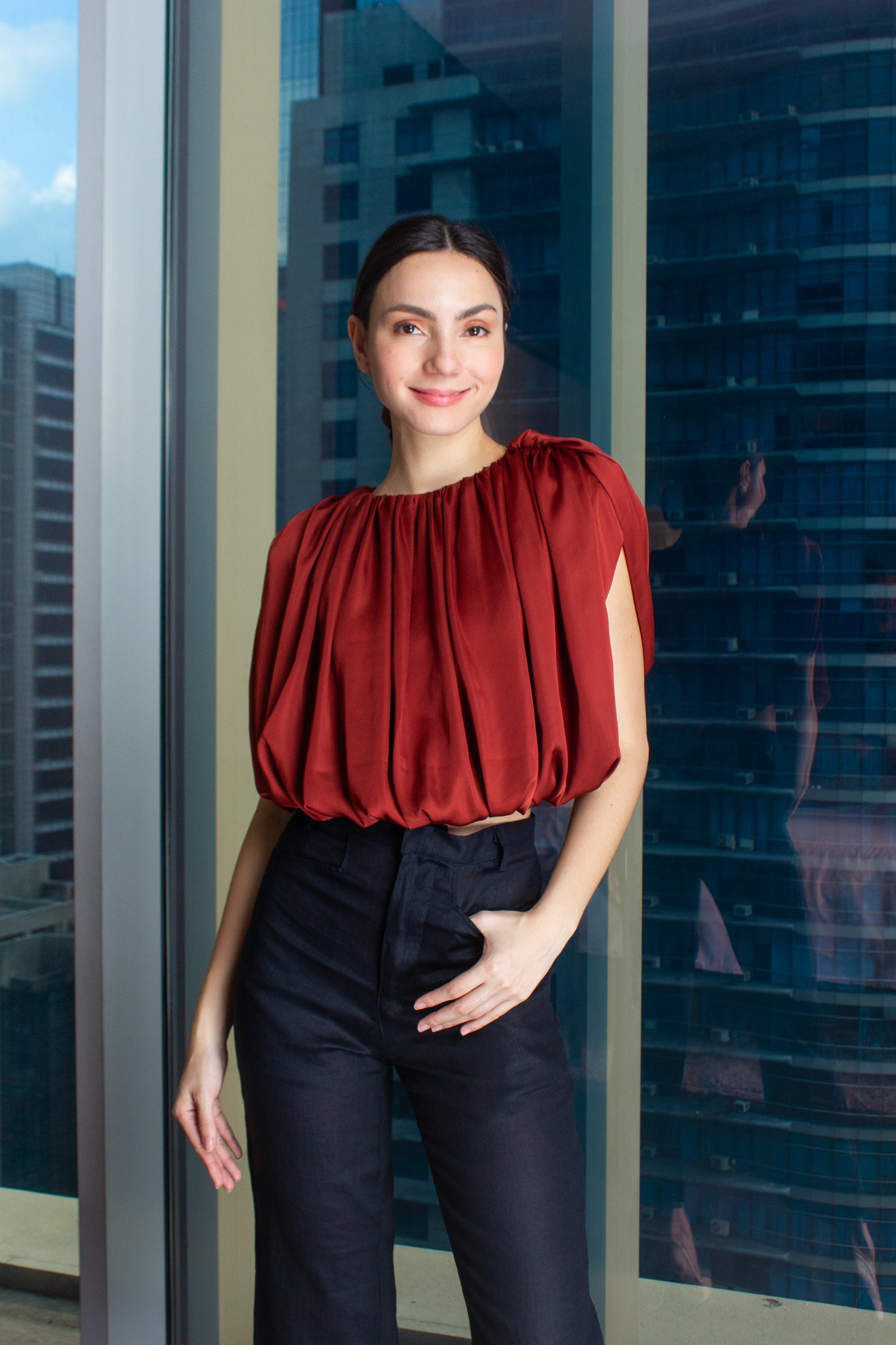 Crop Bubble Top in Silk