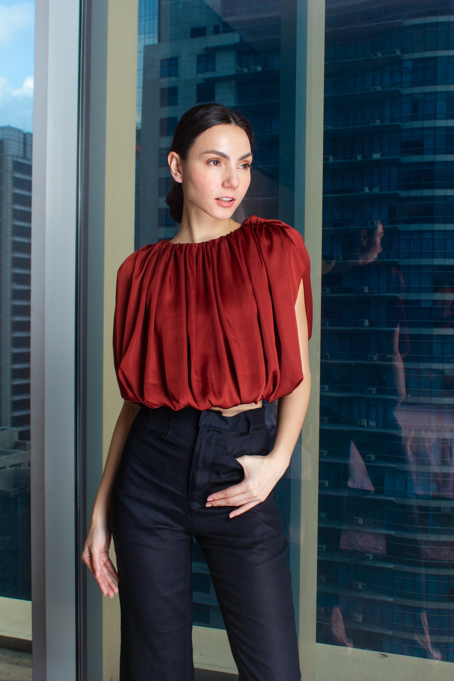 Crop Bubble Top in Silk