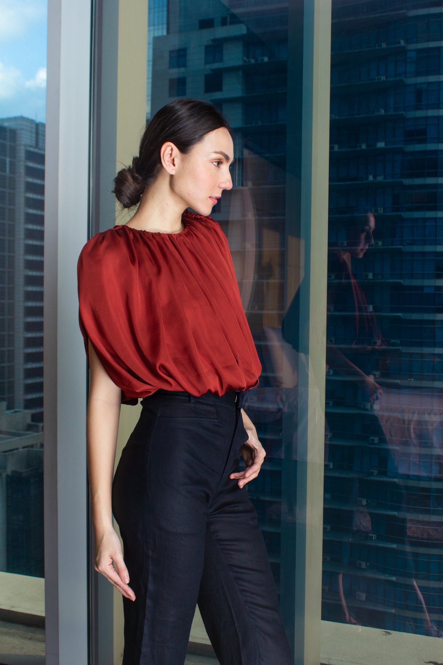 Crop Bubble Top in Silk