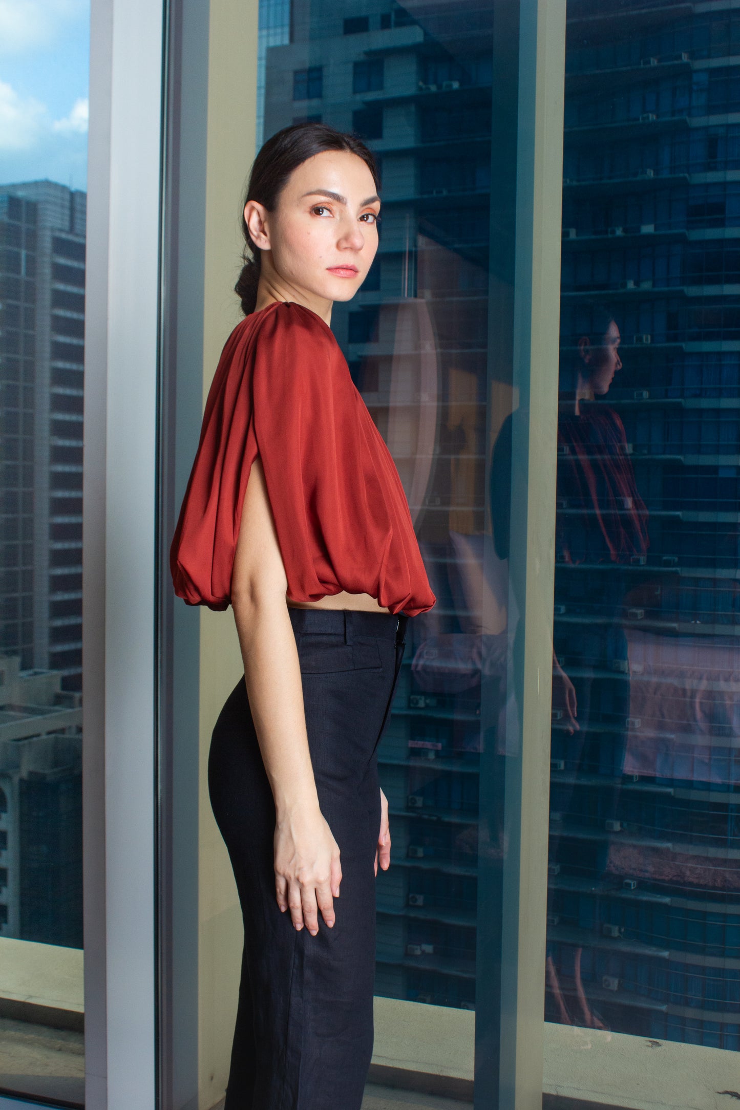 Crop Bubble Top in Silk