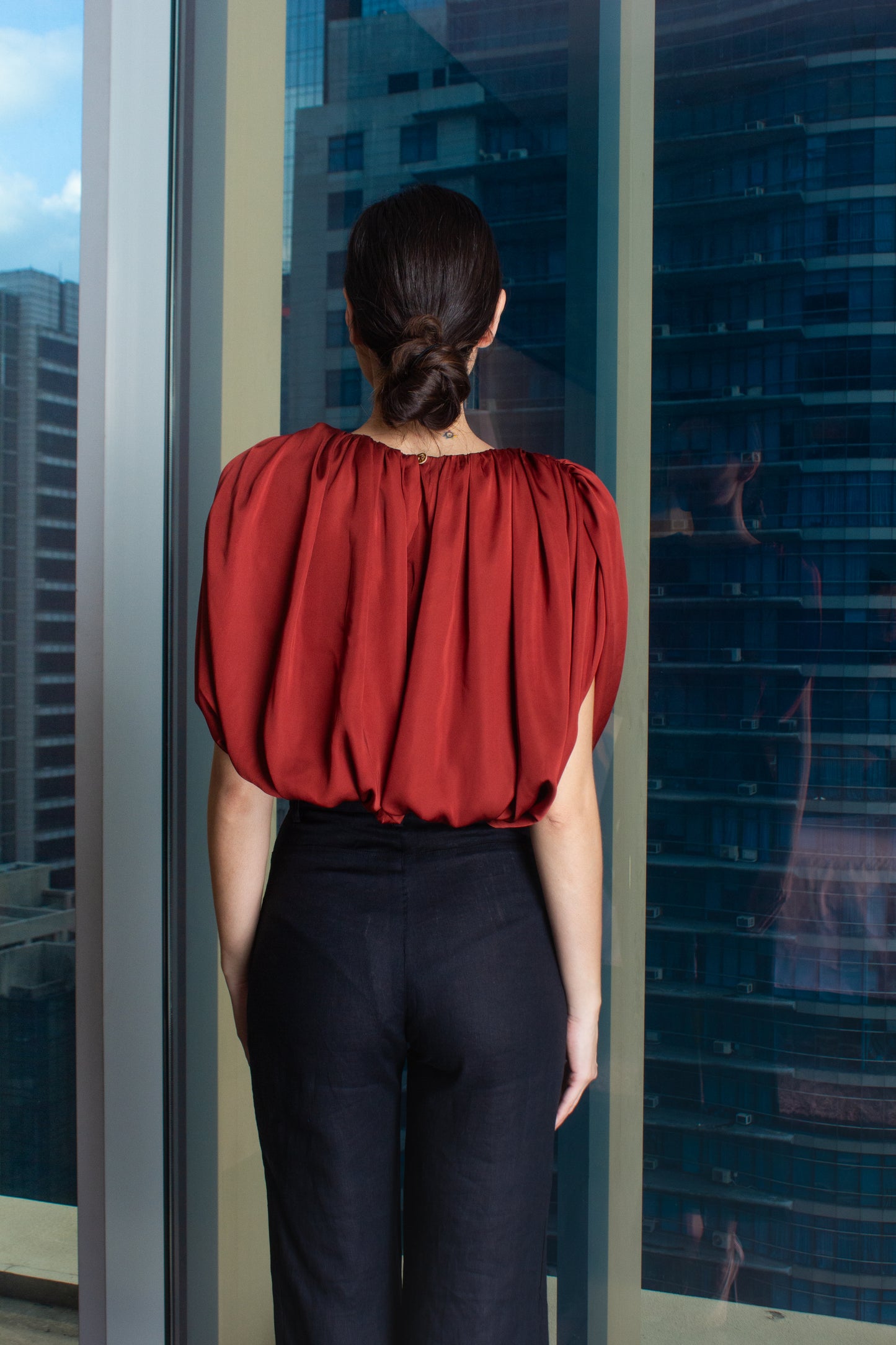 Crop Bubble Top in Silk