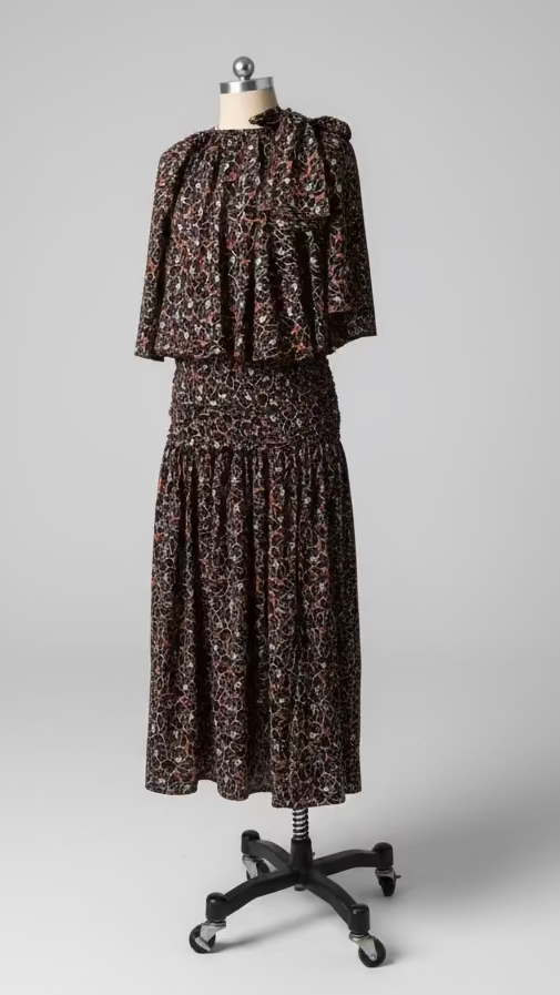 Shirred Waist-to-Hem Skirt with Front Buttoned Slit