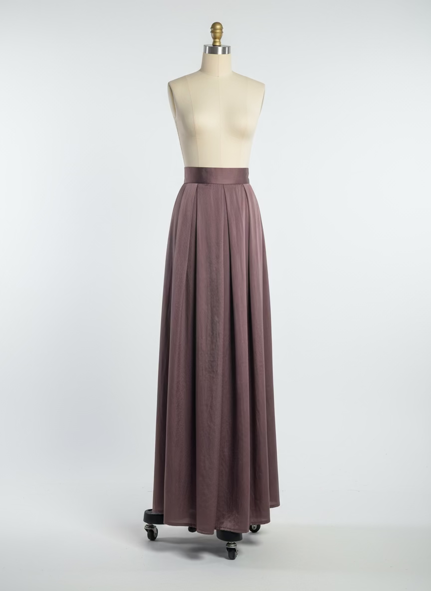 Pleated Blocks Wide Leg Pants in Brown Silk