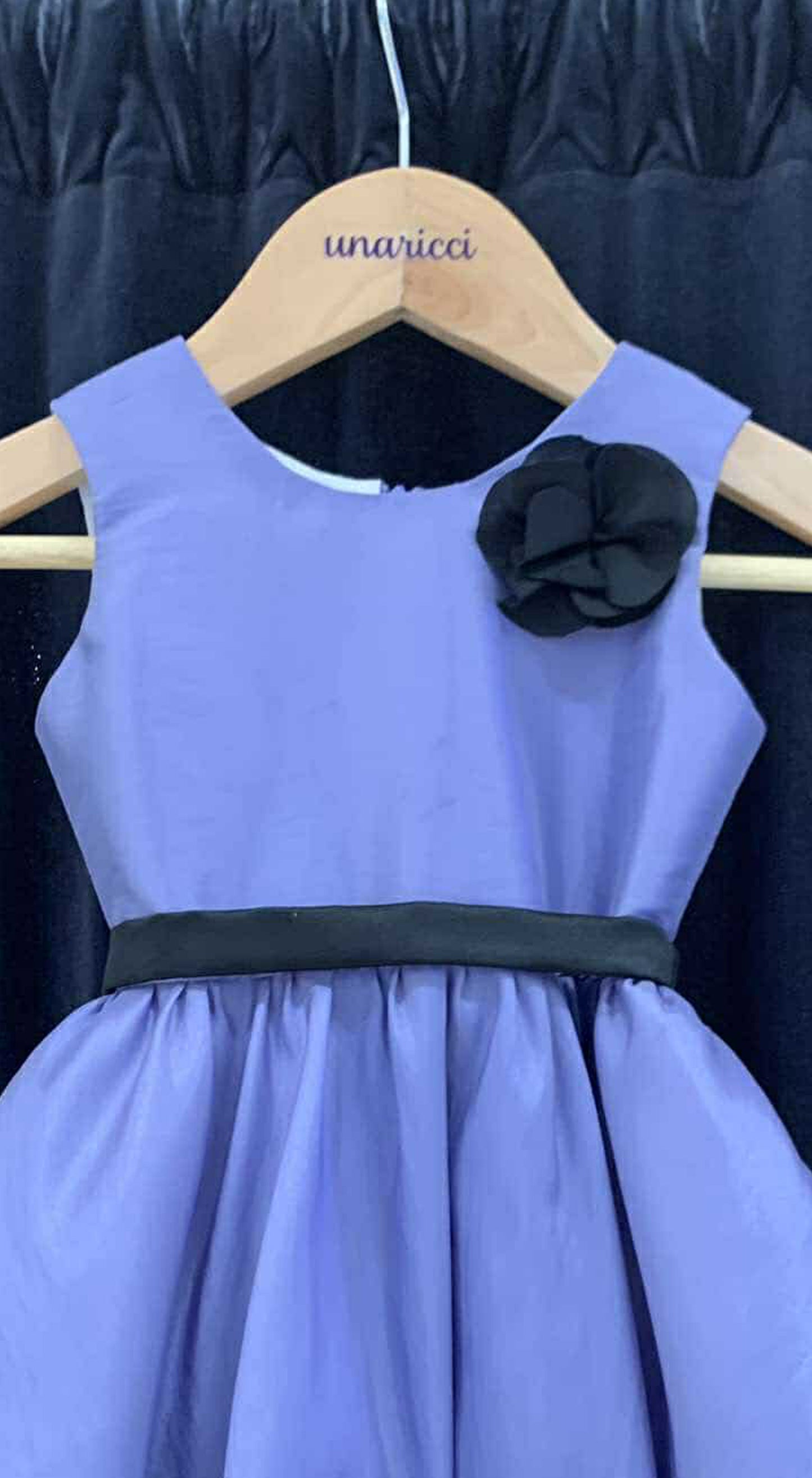 Sleeveless Mushroom Dress with Floret and Belt - Lilac