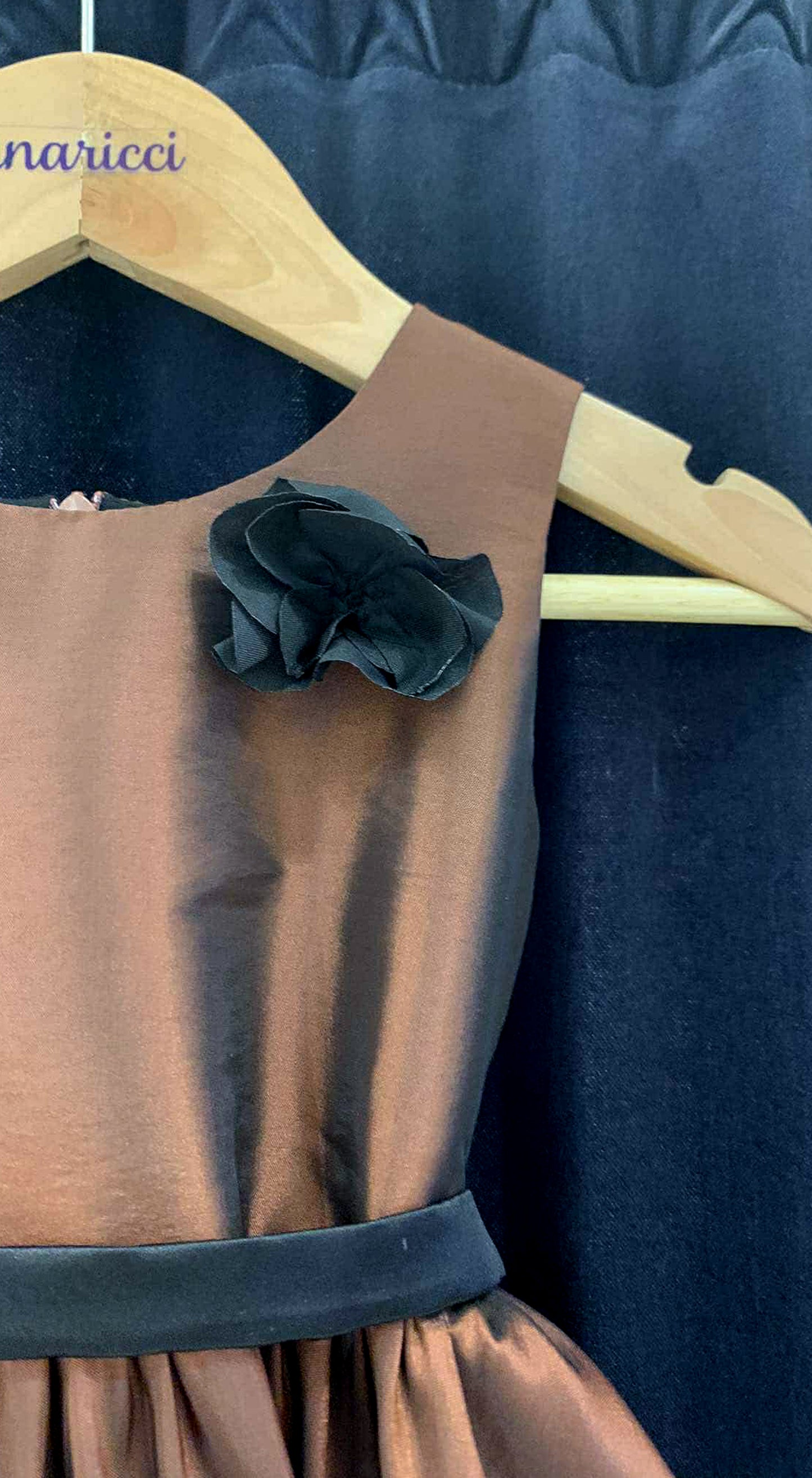 Sleeveless Mushroom Dress with Floret and Belt - Brown
