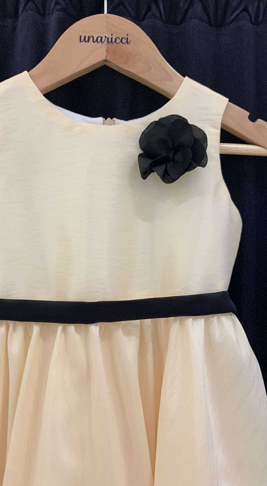 Sleeveless Mushroom Dress with Floret and Belt - Yellow