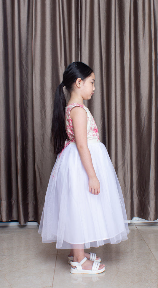 Emma Tulle Midi Dress - Printed Red Canvas