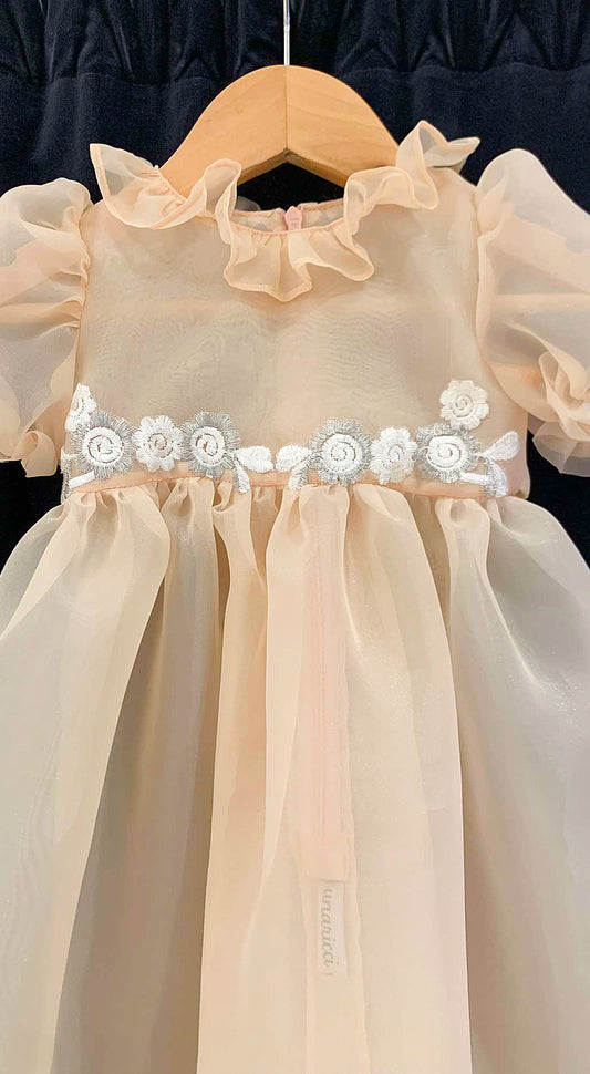 Baptismal Gown with Lace in Nude