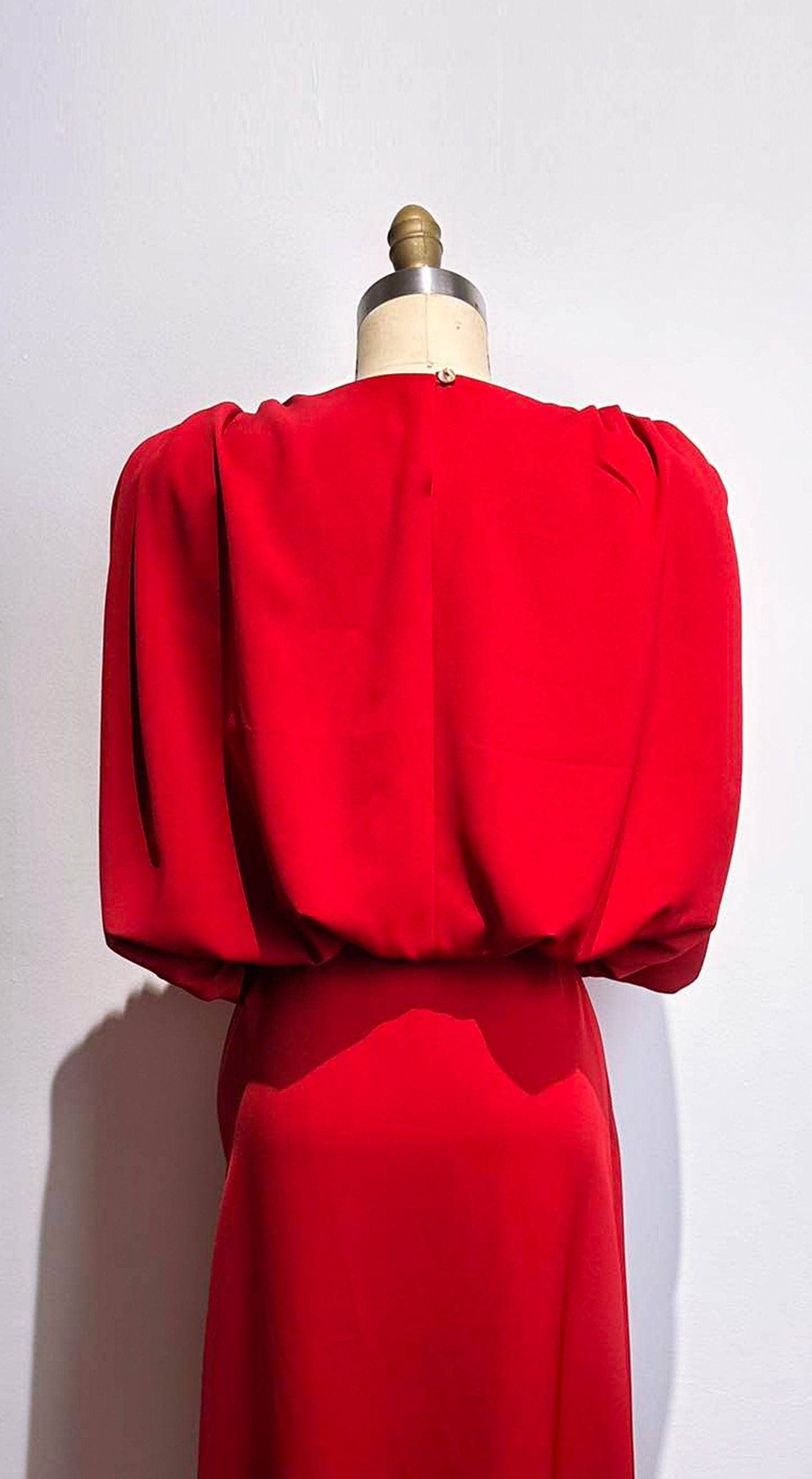 Red Cotton Linen Semi-Bubble Top with Pads