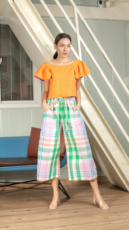 Oversized String Pants — Checkered