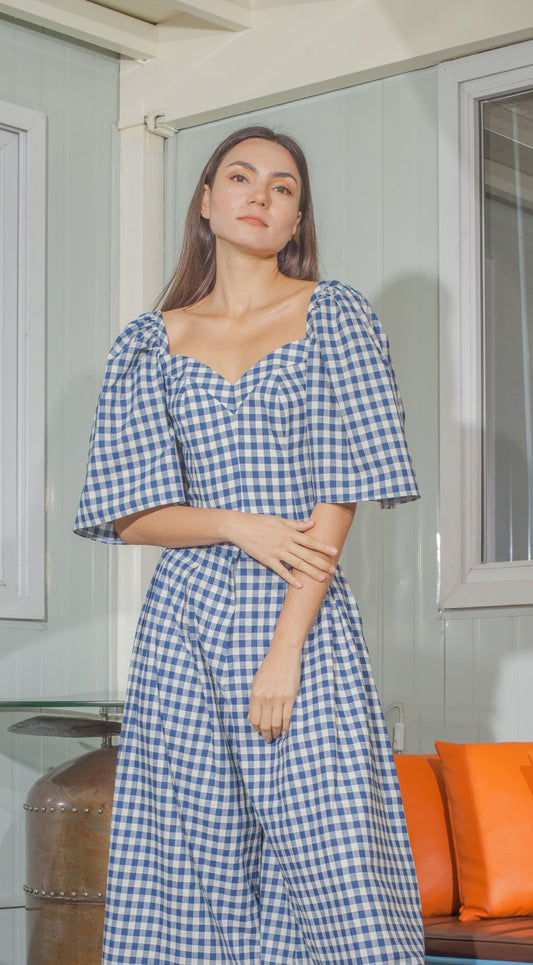 Corset in Blue and White Gingham Linen