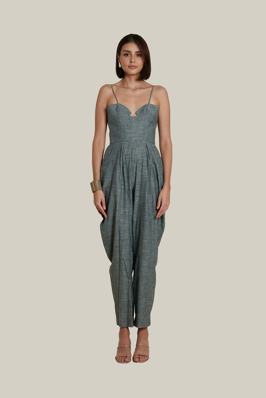 Sweetheart Baggy Jumpsuit in Soft Denim