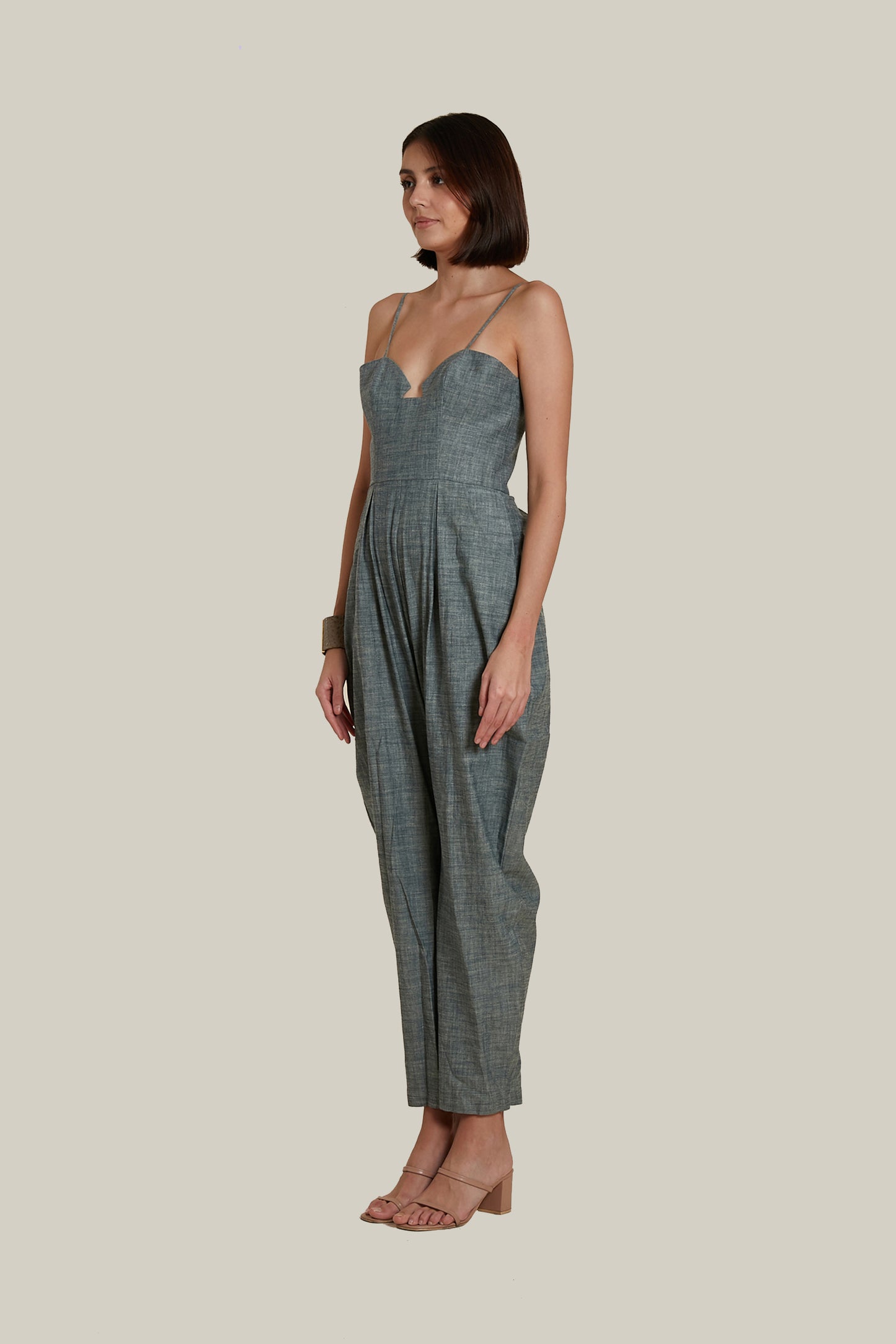 Sweetheart Baggy Jumpsuit in Soft Denim