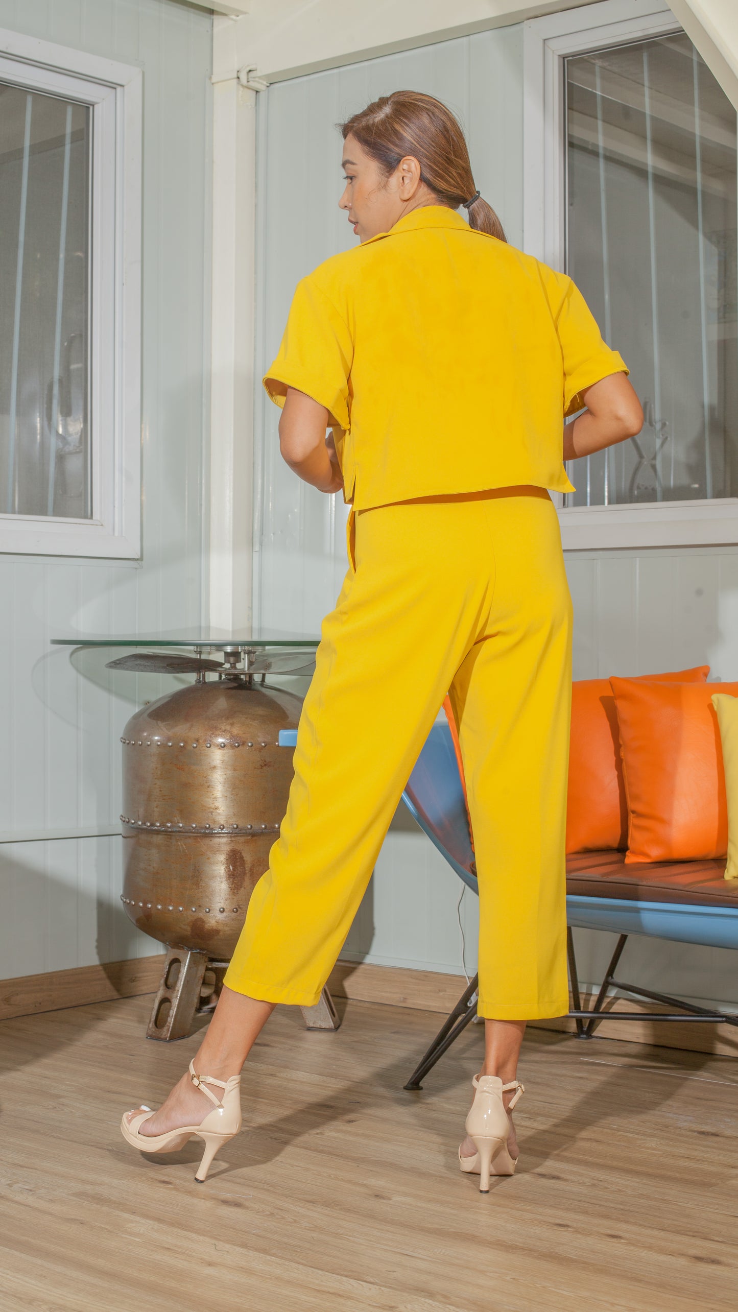 Baston Pants in Mustard Crepe
