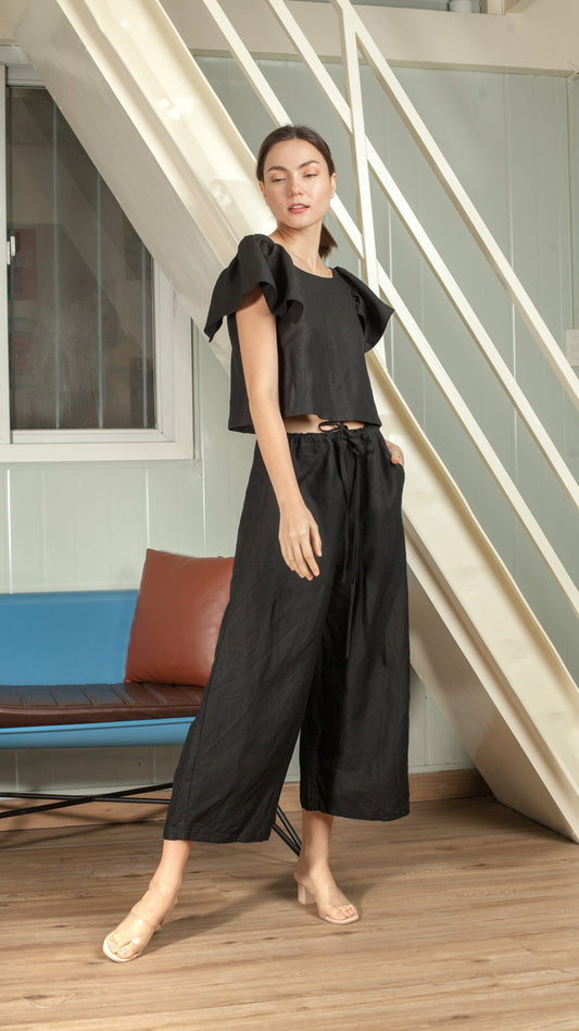 Oversized String Pants - Black