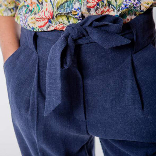 Les Expatries Almond Rustic Blue Trousers