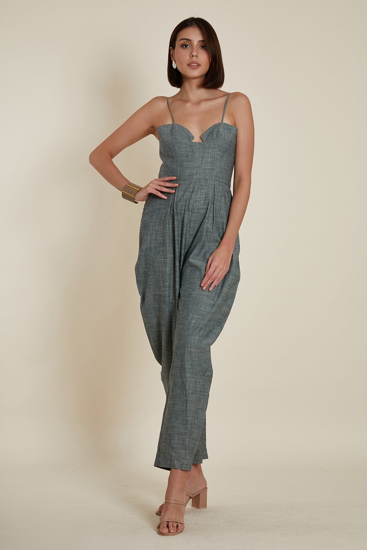 Sweetheart Baggy Jumpsuit in Soft Denim