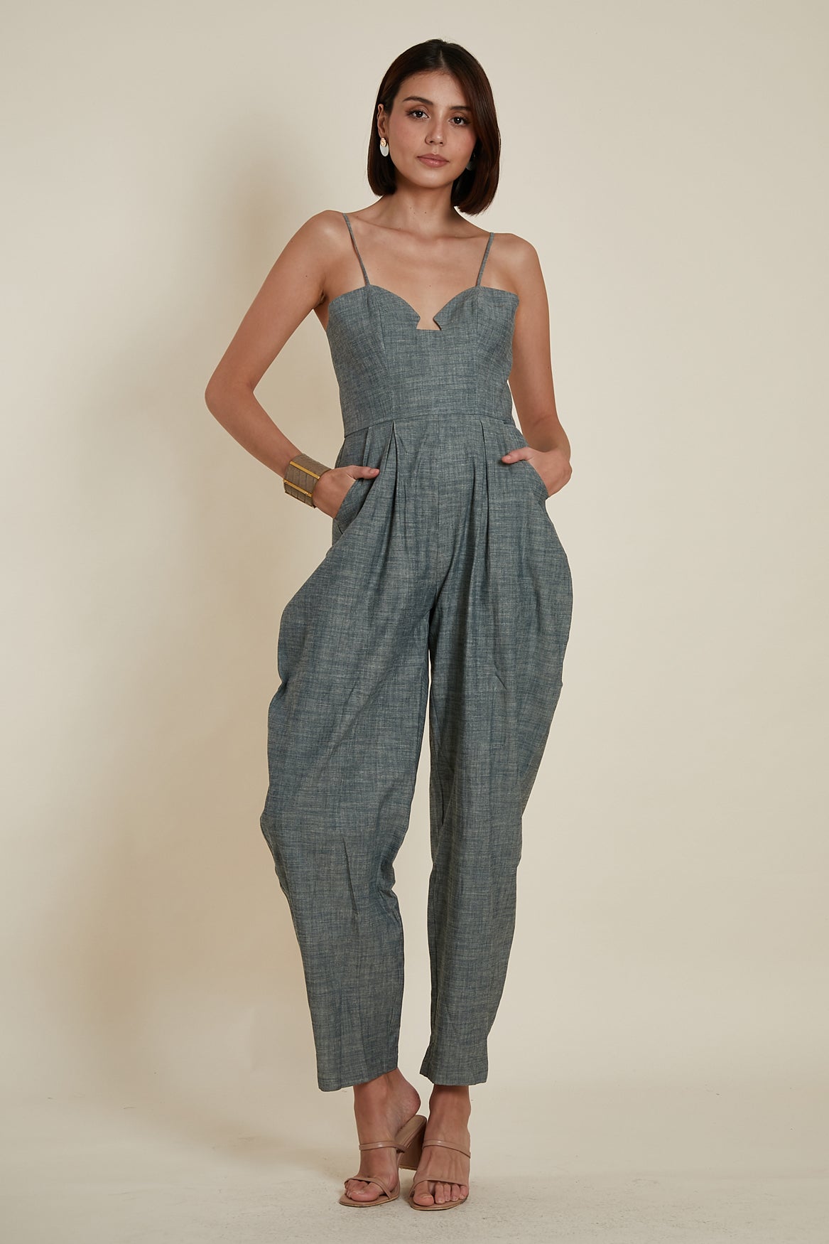 Sweetheart Baggy Jumpsuit in Soft Denim