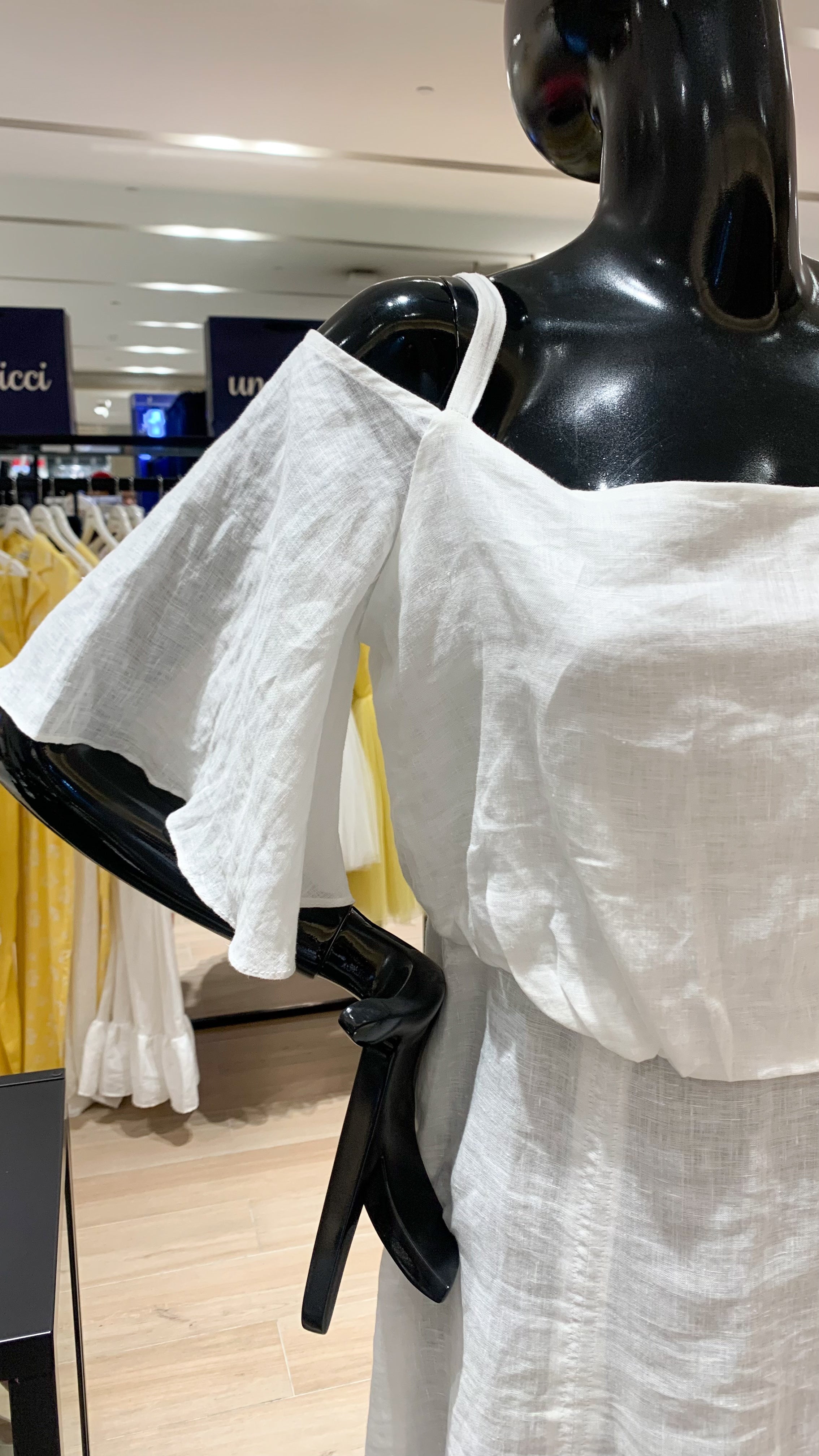 Flounce Cutout Sleeve Double Slit Front Dress