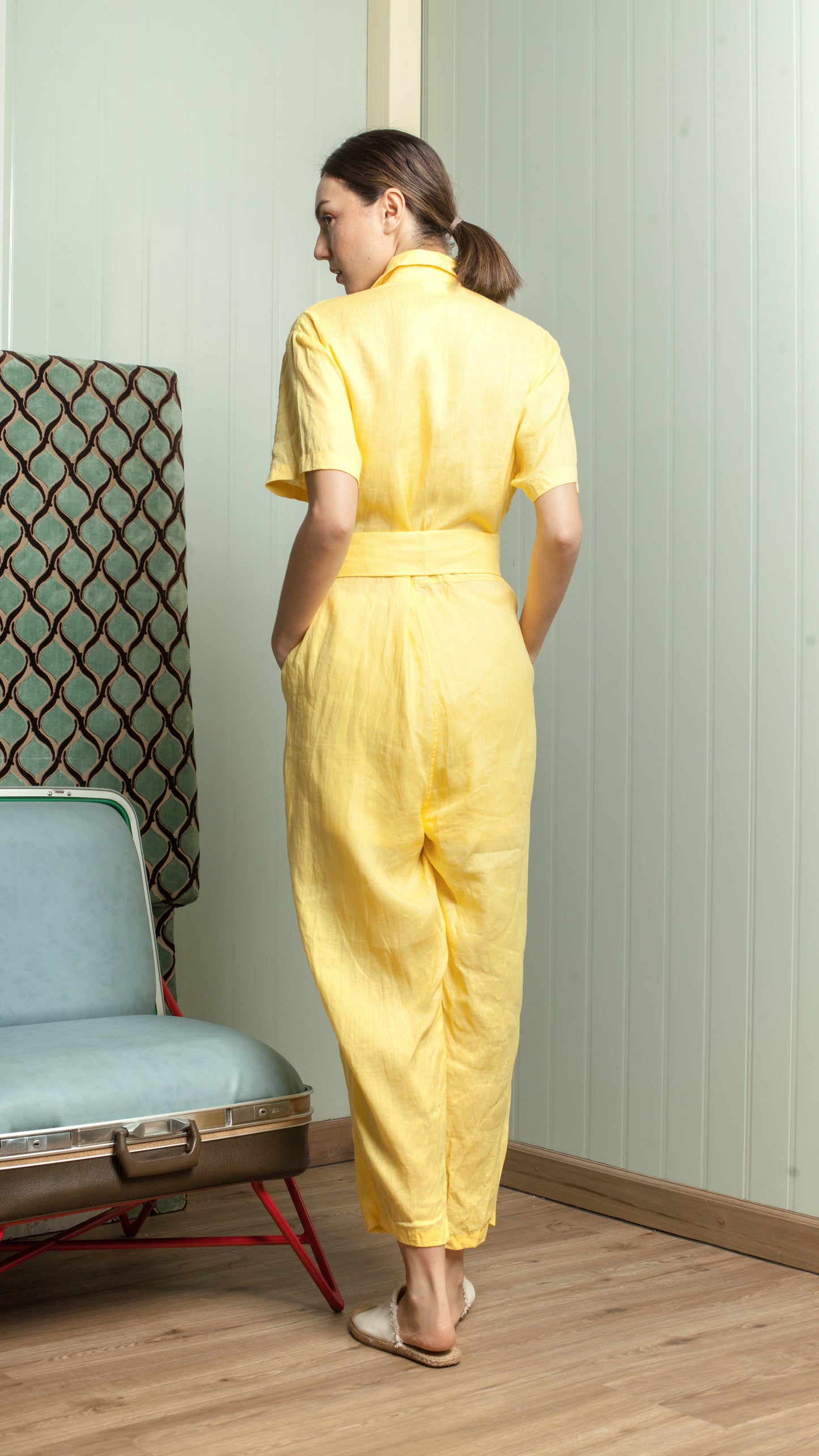 Oversized Short Sleeve Baggy Jumpsuit — Army Green