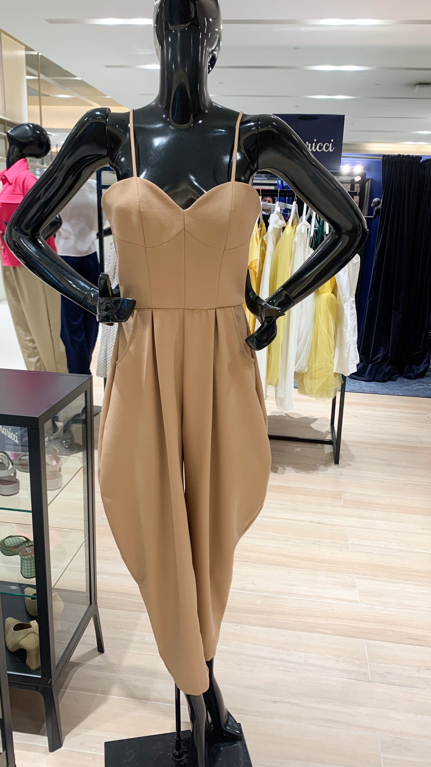 Sweetheart Cup Cutout Baggy Jumpsuit - Camel Wool