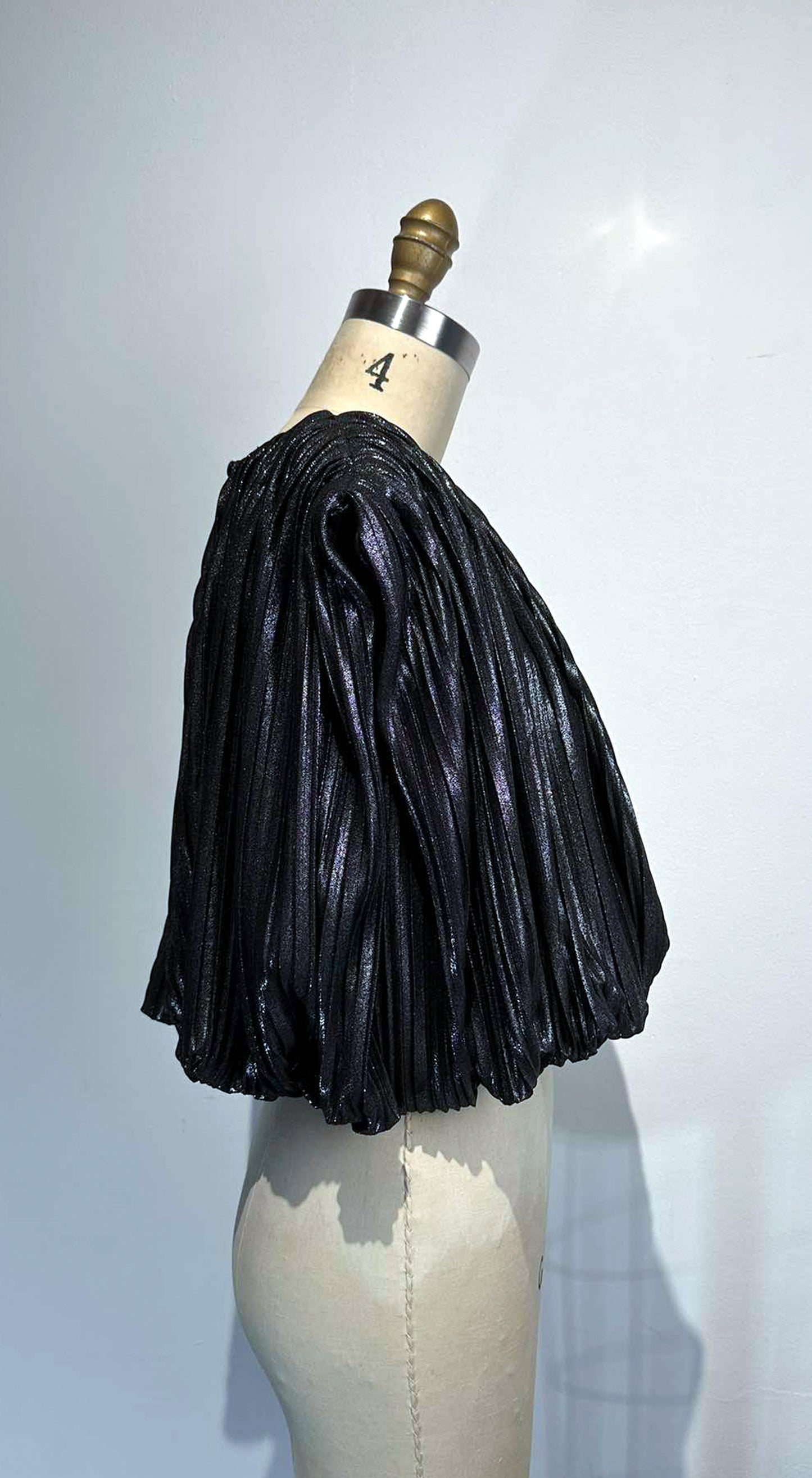 Shimmery Silver Electric Pleat Bubble Top