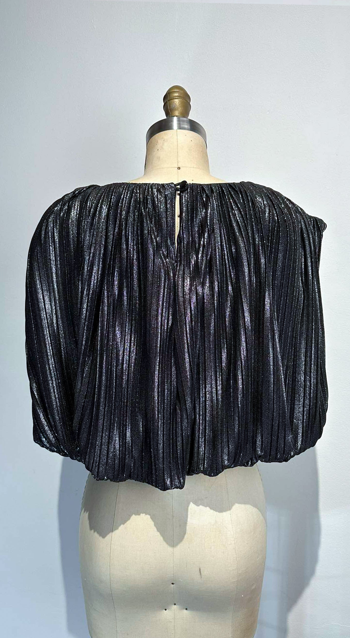 Shimmery Silver Electric Pleat Bubble Top