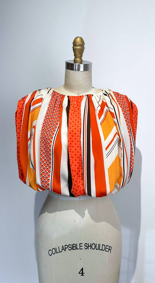 Crop Bubble Top - Vintage Fabric