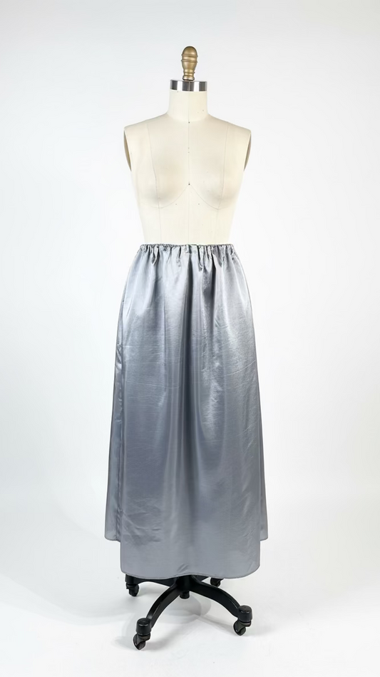 Elastic Waist Folded Shirred Detail Skirt in Taffeta