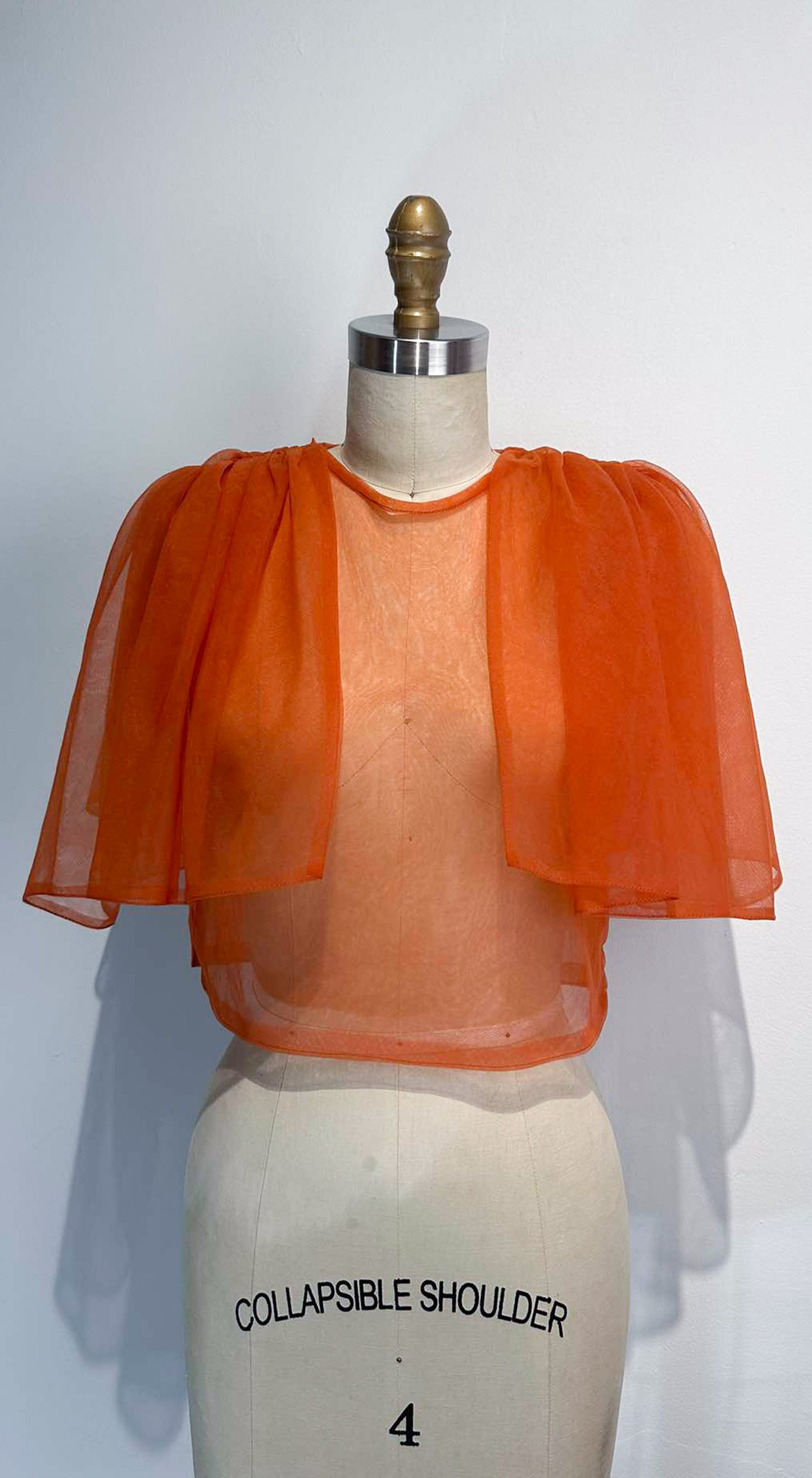 Oversized Sleeve Open Back Top - Rust Soft Tulle