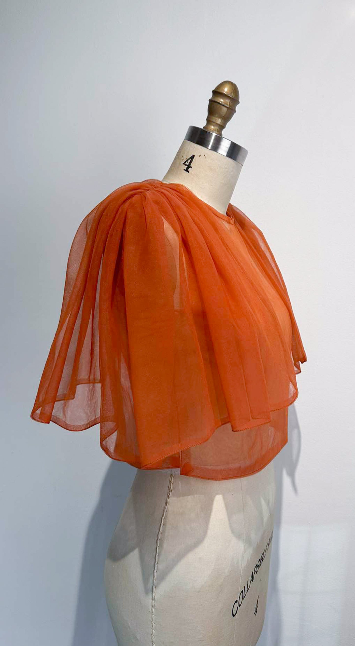 Oversized Sleeve Open Back Top - Rust Soft Tulle