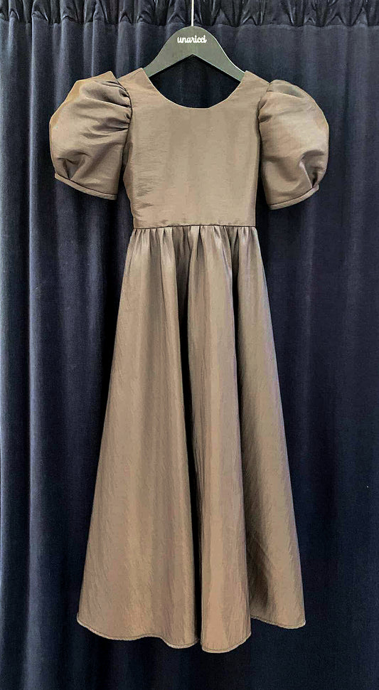 Puff Sleeve Maxi Dress - Dark Brown