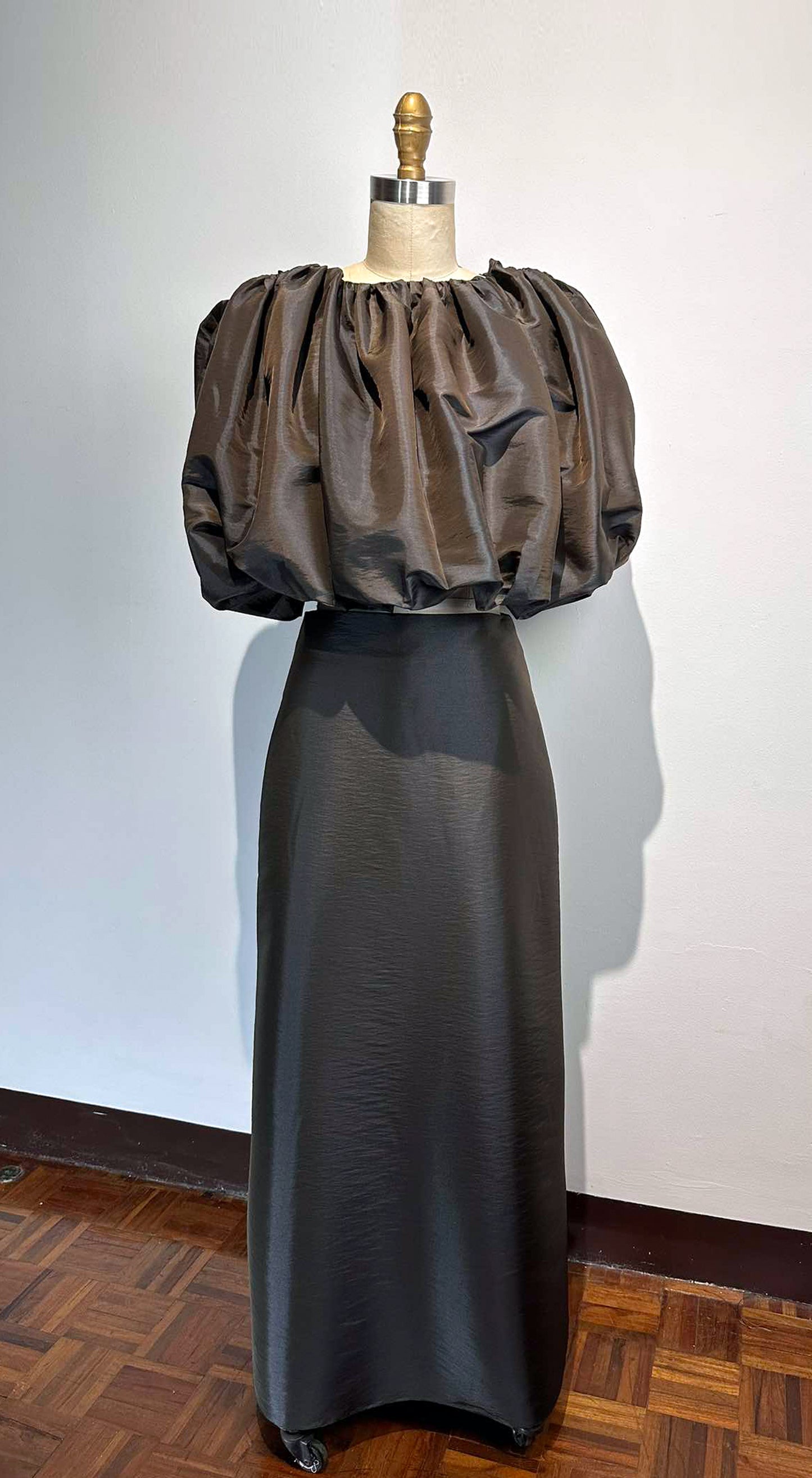 Ultra Bubble Top - Brown Taffeta