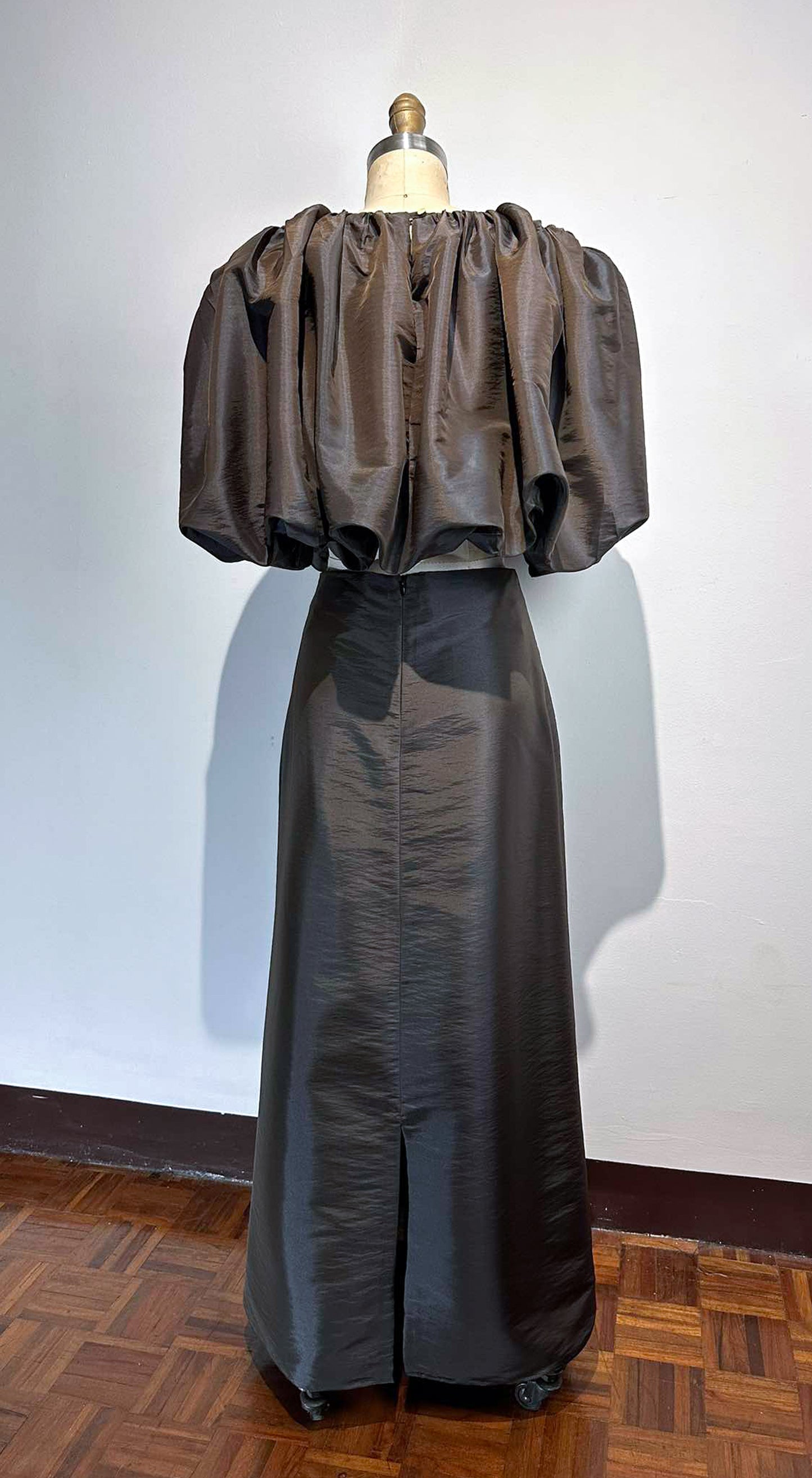 Ultra Bubble Top - Brown Taffeta