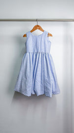 Load image into Gallery viewer, Sleeveless Midi Dress with Mushroom Hem Skirt - Baby Blue Stripe
