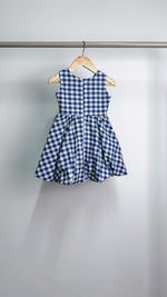 Load image into Gallery viewer, Sleeveless Midi Dress with Mushroom Hem Skirt - Blue/White Checkered
