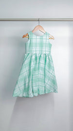 Load image into Gallery viewer, Sleeveless Midi Dress with Mushroom Hem Skirt - Green Checkered
