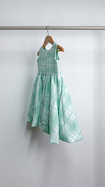 Load image into Gallery viewer, Sleeveless Midi Dress with Mushroom Hem Skirt - Green Checkered
