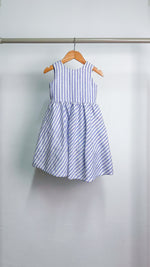 Load image into Gallery viewer, Sleeveless Midi Dress with Mushroom Hem Skirt - Lilac / White Stripe
