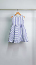 Load image into Gallery viewer, Sleeveless Midi Dress with Mushroom Hem Skirt - Lilac / White Stripe
