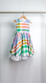 Load image into Gallery viewer, Sleeveless Midi Dress with Mushroom Hem Skirt - Multi-Color Checkered
