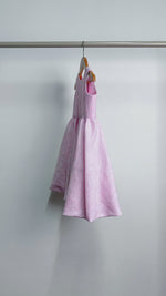 Load image into Gallery viewer, Sleeveless Midi Dress with Mushroom Hem Skirt - Baby Pink Stripe
