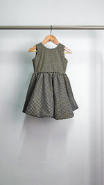 Load image into Gallery viewer, Sleeveless Midi Dress with Mushroom Hem Skirt - Yellow / Violet Gingham
