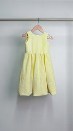 Load image into Gallery viewer, Sleeveless Midi Dress with Mushroom Hem Skirt - Yellow Stripe
