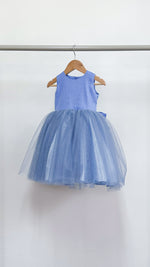 Load image into Gallery viewer, Sleeveless Midi Tulle Dress - Bright Blue Linen
